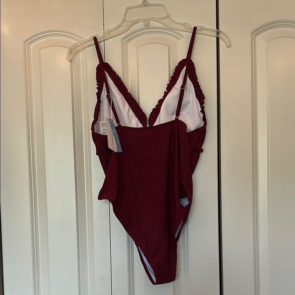 Red Ruffled One-Piece Swimsuit - Picture 2 of 3